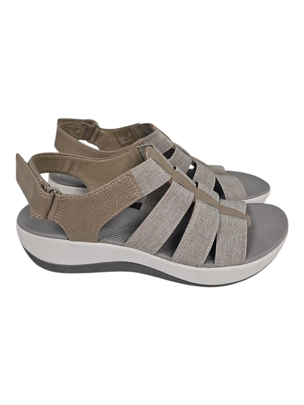 Clarks Cloudsteppers Arla Shaylie Beige Canvas Gladiator Style Sandal Size 9